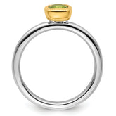Sterling Silver Stackable Expressions w/Gold-plate Peridot Ring